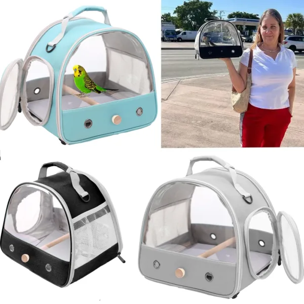 kf S9abf0da7f7f643cab168d6e00eae694fX Tragbare klare Vogel Papagei Transport k fig atmungsaktive Vogel tr ger Reisetasche kleines Haustier Zugang Fenster Transparent Bird Carrier Cage – Perfect Travel Bag for Small Birds & Pets