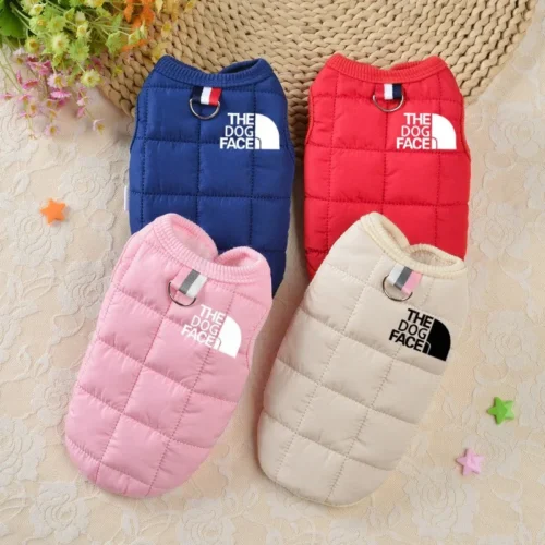 kf S664f0b4cc09e4f6dbcb88836c3e1ace5L Designer Trendy Dog Clothes Winter Warm Pet Coat Small Medium Dog Face Stereo Logo For Chihuahua Home